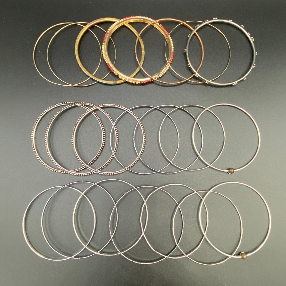 Bracelet Lot Silver and Gold Tone Metal 21 Total